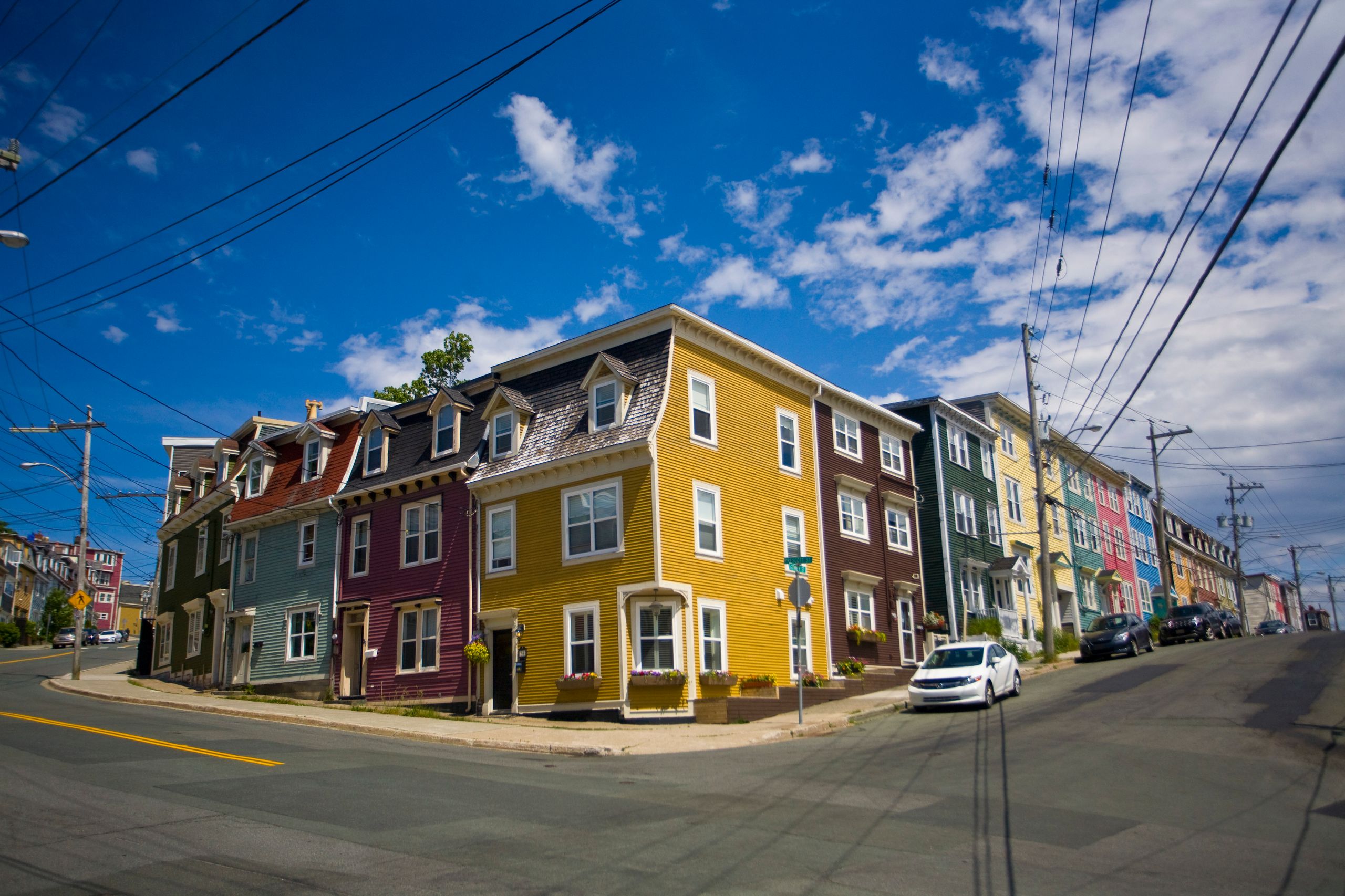 Colourful Jellybean Row houses in downtown St. John's